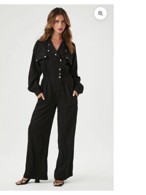 Forever 21 Jumpsuit LINEN-BLEND NOTCHED JUMPSUIT NEW WITH TAGS Size S